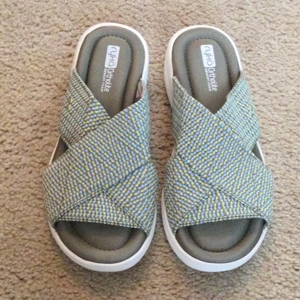 Ryka Ortholite memory foam slip on sandals.